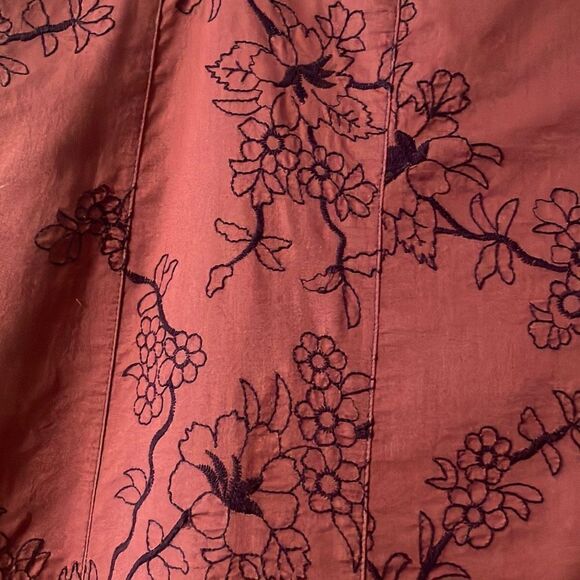 Axcess  by Liz Claiborne plum color embroidered cotton gored skirt 14 - Picture 7 of 10